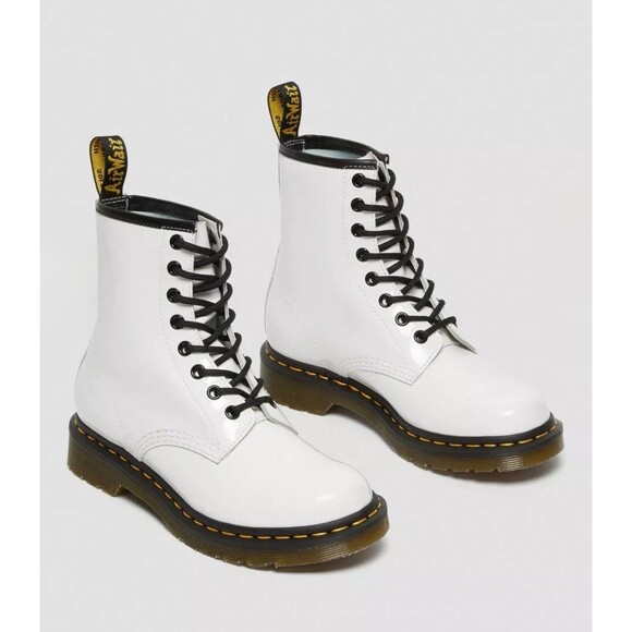 Dr Martens 1460 White Patent Lamper Lace-Up Boots Size 9 - Picture 1 of 9